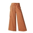 thumbnail image 5 of nochalofo Brown Dress Pants Women, Women Drawstring Striped Pants Loose Wide Leg Pants Casual Palazzo Pants Trousers with Pockets, 5 of 5