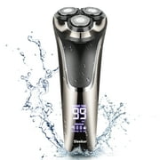 Prozing Electric Razor for Men, Rechargeable Electric Beard Shaver with Pop-up Sideburn Trimmer, Gift for Him, Silver