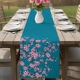 thumbnail image 4 of Spring Floral Table Runner 72 Inches, Watercolor Pink Cherry Blossom Branches Blue Bed Runner Dresser Scarves Tabletop for Indoor Outdoor Parties/Ceremony/Banquet, 16" x 72", 4 of 9