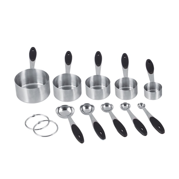 Ejoyous - Juego De 10 Tazas Y Cucharas Medidoras De Acero Inoxidable Con Mango De Silicona Para Cocina M ANGGREK Otros