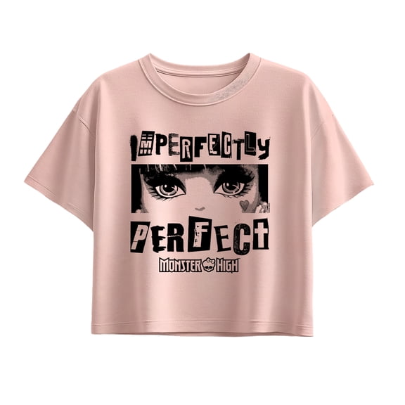 Monster High - Imperfectly Perfect Girls' Short Sleeve Boxy Graphic T-Shirt