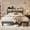 Dark Grey-Queen, variant on Upholstered Queen Size Platform Bed Frame with LED Lights, Charging Station & 2-Tier Storage Headboard, Wooden Slats Support No Box Spring Required Quiet Design Dark Grey