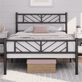thumbnail image 2 of Renwick Justice Twin Size Metal Platform Bed with Arrow Design, Adult, Black, 2 of 8