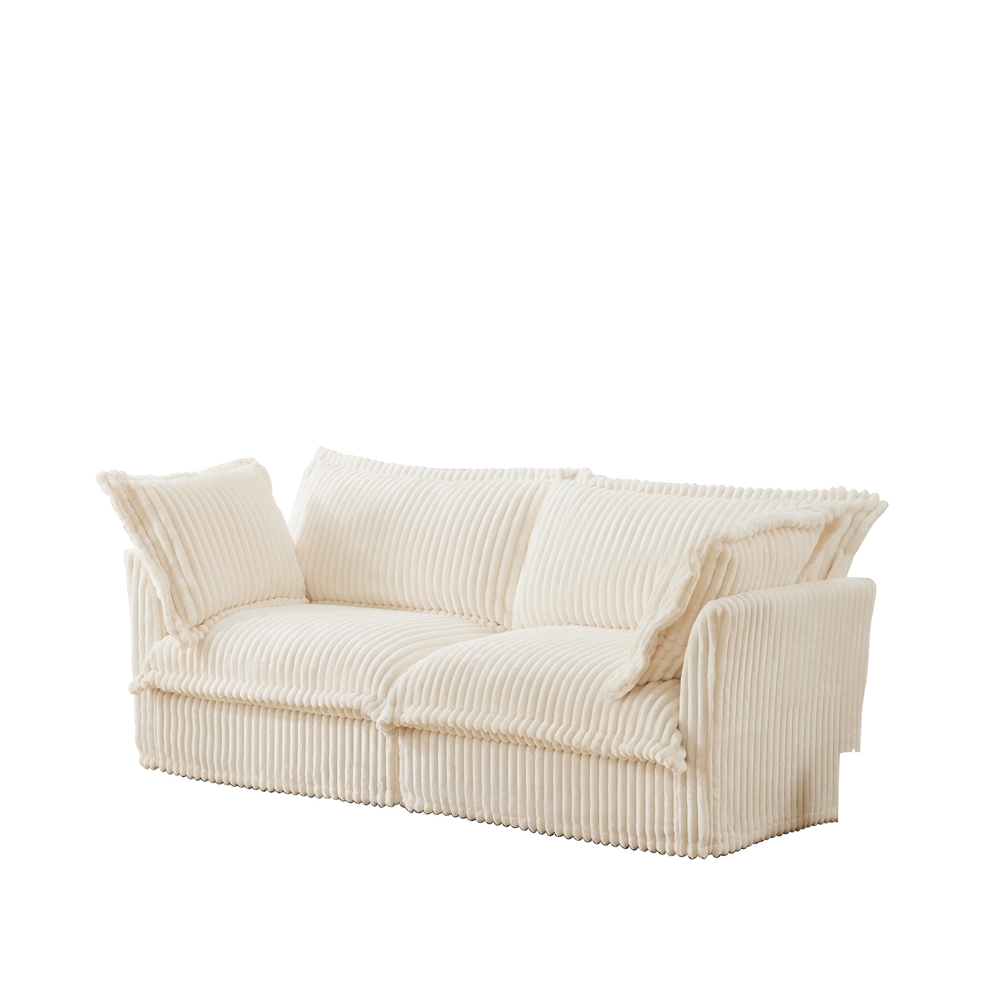 Gewnee Modern Corduroy Deep Seat Loverseat Seational Sofa Couches ,Comfy Cream Corduroy Sofa Couch for Small Space, Living Room,Apartment