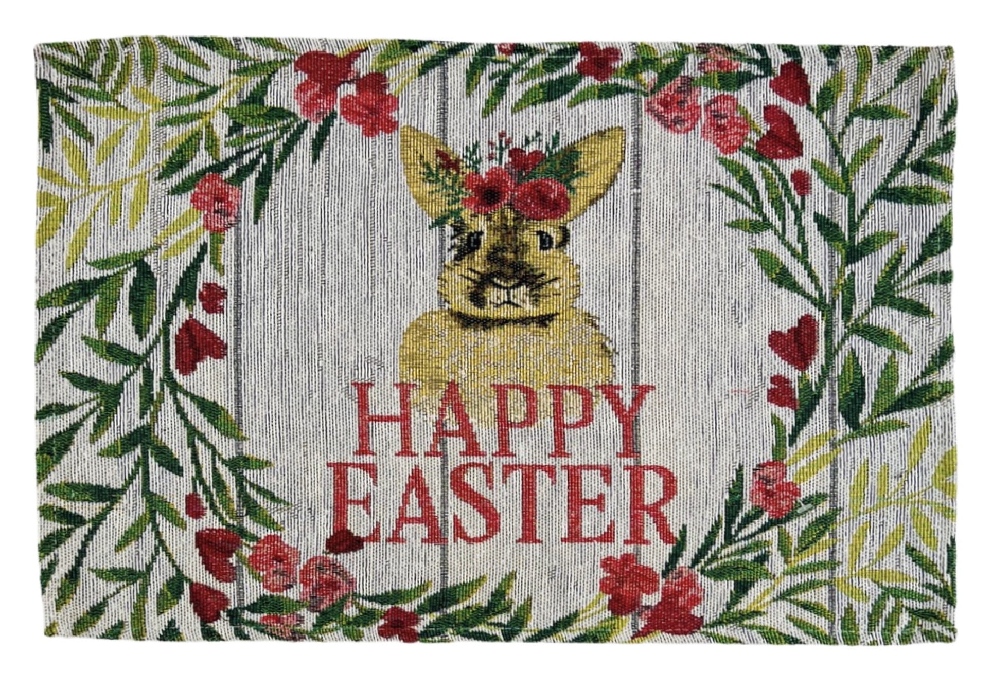 Serafina Home Placemats Happy Easter Bunny Yellow Polyester Rectangular Set of 6 13" x 19"