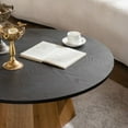thumbnail image 2 of Round Coffee Table with Sturdy Pedestal Base, Wooden Living Room Tea Table, Easy Assembly, Real Bark Pattern Veneer Top for Modern Home Decor, 2 of 9