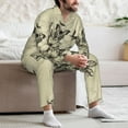 thumbnail image 7 of Naloa Vintage Floral Men’s Pajamas Set - Long Sleeve Button Down Sleep Shirt and Pajama Bottoms Sleepwear Set-Medium, 7 of 7