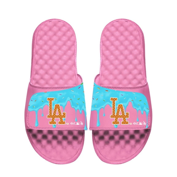 Unisex ISlide Pink Los Angeles Dodgers Ice Cream Drip Slide Sandals