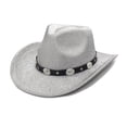 thumbnail image 3 of Uclet Denim Cowboy Hats For Women Western Cowboy Hat Felt Wide Brim Cowboy Cowgirl Hat for Party Costume Dress Up Cosplay Cowboy Hat Denim Cowboy Hat Jean Cowboy Hat Womens Visors&nbsp; M Clearance！, 3 of 3
