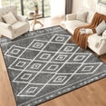 thumbnail image 2 of Washable 5x7 Area Rug, Boho Geometric Neutral Rug, Non Slip Soft Low Profile Indoor Rug, Light Distressed Floor Rug for Living Room, Bedroom, Dining Room & Office, 2 of 13