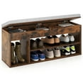 thumbnail image 1 of Gymax Shoe Bench Home Entryway Shoes Storage Bench w/ Padded Seat & Hidden Storage Brown, 1 of 10