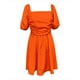 thumbnail image 4 of Vestido plisado con cuello cuadrado y mangas abullonadas para mujer - Vestido mini informal de verano en color liso - S-XXL, 4 of 5