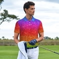 thumbnail image 3 of Logiee Rainbow Glitter Print Mens Polo Shirts,Mens Golf Polo Shirts,Short Sleeve Casual Polo Shirts for Men,Summer Fashion Beach Shirts-4X-Large, 3 of 6