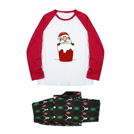 

ketyyh-chn99 Bear Pajamas for Family Family Christmas Cute Santa Pajamas Set Raglan Sleeve Christmas Plaid Pajama Pants for Family