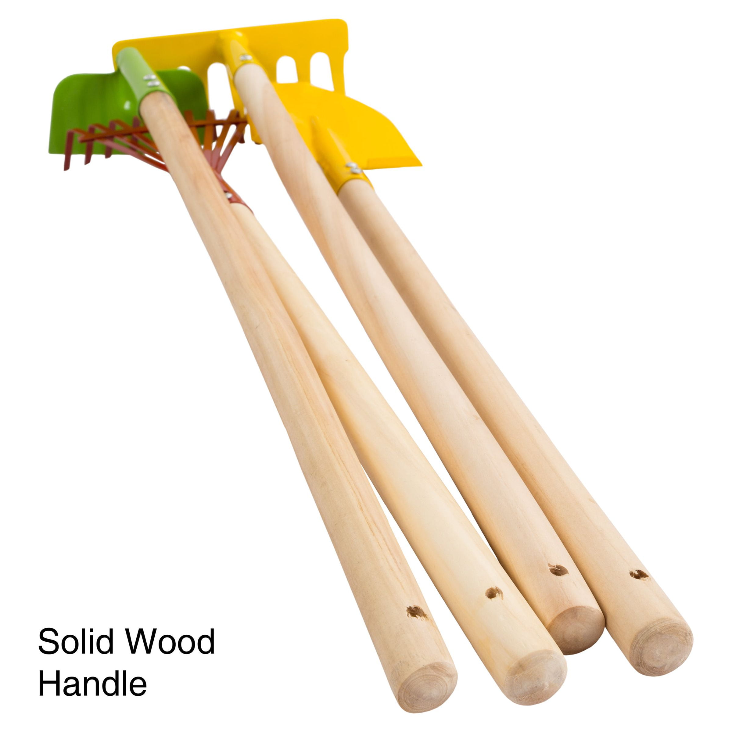 Hey! Play! Kid's Garden Tool Set with Long Wood Handles, 4-Piece
