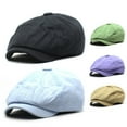 thumbnail image 2 of UDIYO Newsboy Cap Solid Color Vintage Elastic Band Adjustable Peaked Cap for Daily Wear, 2 of 8