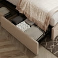 thumbnail image 3 of Allewie Upholstered Queen Size Platform Bed Frame with 4 Storage Drawers and Headboard, Diamond Stitched Button Tufted, Beige, 3 of 6
