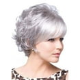 thumbnail image 3 of XIAQUJ Women's Fashion Synthetic Wavy  Wig Short Sliver Wigs for Women Natural Wavy Wig , Silver, 3 of 5