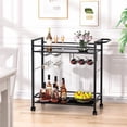 thumbnail image 4 of Bar Cart,Home Bar Serving Cart with Storage Shelves, 2 Tier Rolling Beverage Cart with Wheels, Modern Wine Cart with Wine Rack and Glass Holder for Kitchen, Living Room,Dinning Room,Black, 4 of 14
