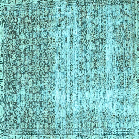 Ahgly Company Indoor Square Persian Light Blue Traditional Area Rugs, 7' Square