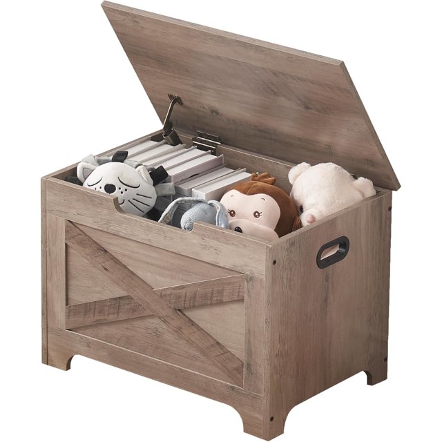 Garvee Lift Top Storage Chest 23.6*15.7*18.1", with Safety Hinge, Retro Color