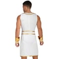 thumbnail image 4 of TiaoBug Men King Pharaoh Costume Egyptian King Sleeveless Dress with Cuffs Snake Head Hat for Halloween White M, 4 of 7