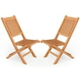 thumbnail image 1 of Costway 2PCS Patio Folding Chair Solid Indonesia Teak Wood Slatted Seat Natural Portable Outdoor, 1 of 9