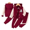 thumbnail image 2 of LYMAYTER Kids Girls Boys Tracksuit Outfits 2PCS Toddler Hooded Long Sleeved Cardigan Jacket + Jogger Pants Spring Fall Set for 2-8Y, 2 of 9
