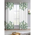 thumbnail image 2 of Green Eucalyptus Leaves Sheer Curtains 84 Inch Length 2 Panels Set for Living Room/Bedroom, Watercolor Farmhouse Country Plant Kitchen Curtains Grommet Semi-Sheer Curtains Window Treatments 52"x84"x2, 2 of 7