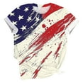 thumbnail image 4 of Clean Women's Independence Day T-Shirt Usa Flag Star Stripe Tops Round Neck Short Sleeve Tee Shirts Plus Size Tunic Blouses Lounge Dressy Patriotic T-Shirts Summer Going Out Vacation Costume, 4 of 5