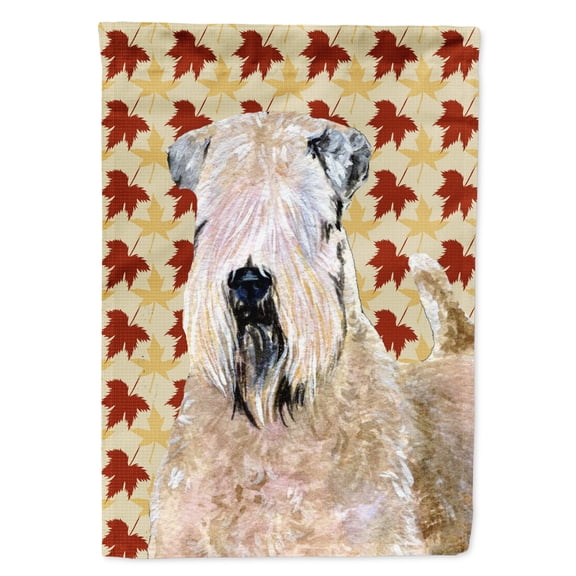 Carolines Treasures SS4363-FLAG-PARENT Wheaten Terrier Soft Coated Fall Leaves Portrait Flag  multicolor
