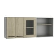 thumbnail image 2 of Modern Pine Cabinet With Double-door Glass, Kitchen Shelf Unit, Easy Assembly, 58.63 In. Depth, 15.59 Width, 22.94 Height, 77.09 Lb Weight Glass - Pine, Double Door, Storage Shelves, Installation,, 2 of 2