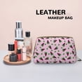 thumbnail image 4 of Cute Grape Pink Makeup Bag, Large Capacity Travel Cosmetic Bag for Women Girls- Travel Toiletry Bag Leather Portable Waterproof Makeup Case Organizer with Handle, 4 of 4