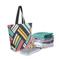 thumbnail image 2 of FORMRS Womens Canvas Tote Bag with Zipper Inner Pocket Shoulder Handbag, Red Geometric, 2 of 7