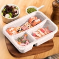 thumbnail image 3 of Boîte à Lunch Bento à 3 Compartiments, Compatible Micro-Ondes, de Qualité Alimentaire, Réutilisable, Contenant de Rangement Transparent 22,5 x 16,5 x 5,5 cm, 3 of 6