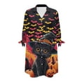 thumbnail image 7 of SCRAWLGOD Halloween Bats Women's Seven Quarter Sleeve Cardigan Shirt Plus Size Black Cat 3/4 Sleeve Tops for Women 2XL Casual Women Cardigan Shirt for Going Out, 7 of 7