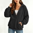 thumbnail image 6 of DISKEBUISS Women's Wrap V Neck Hoodie Long Sleeve Front Kangaroo Pocket Loose Casual Sweatshirt, 6 of 7
