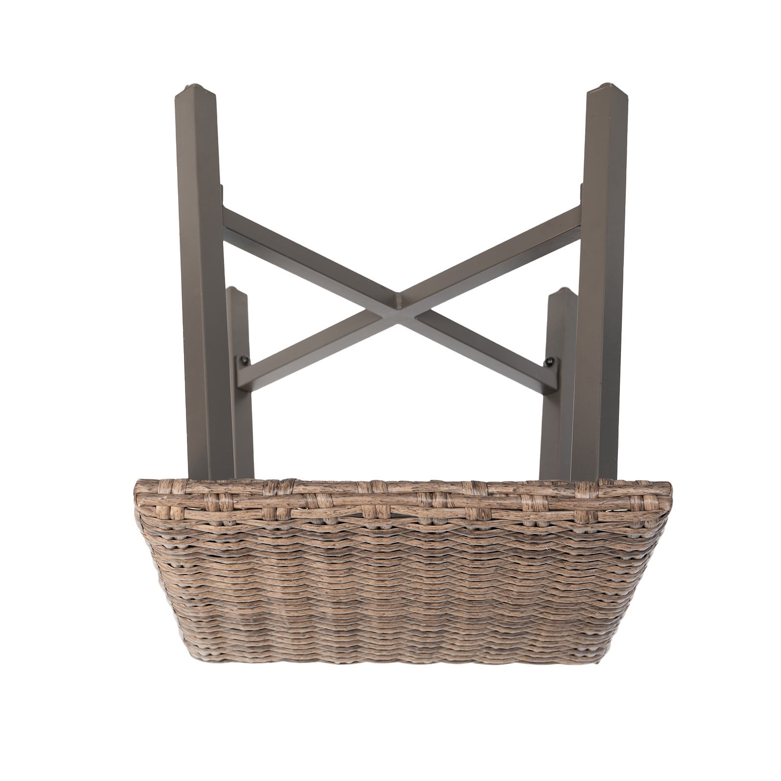 MOLIBYME Patio Wicker Side Table, All-Weather Rattan Side Table End Table for Patio Porch Deck Pool, Brown Tabletop
