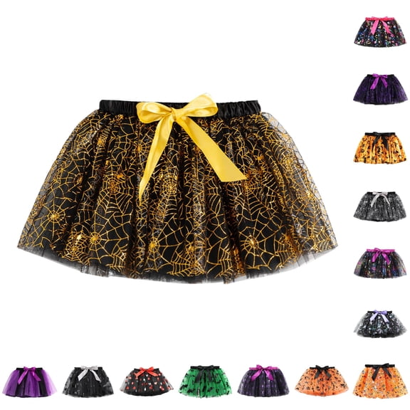 Bigetiay Kids Girls Halloween Print Ballet Skirt, Tulle Dance for Parties, Size 5-8 Years