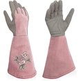 thumbnail image 1 of Une Paire De(m17.5cm)ros Gants Jardinage Femme Cuir,anti-piqre Avec Manche Longue, Gants De Jardin Femme Elegant Avec Broderie Exquise, 1 of 5