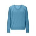 thumbnail image 6 of Loose Fit Pullover With V Neck Design Women's Long Sleeve Polyester Knit Sweater, 6 of 11