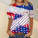 thumbnail image 1 of Fiudx Ofertas de La Semana Camiseta de Manga Corta con Cuello Redondo y Estampado Del Día de La Independencia Informal a La Moda para Mujer Top/Camisa de Manga Corta con Cuello Redondo, 1 of 5