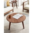 thumbnail image 4 of Marsrizon Home Round Coffee Table - 100% Solid Oak Wood Small Coffee Table with Three-Legged - Small Round Coffee Table, Round Side Table for Living Room (Walnut Color), 4 of 5