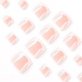 thumbnail image 3 of 24 Pack Fake Toenails Short Square Glitter Powder Simple White Border French False Toenails Artificial Toenails For Summer Beach Full Coverage Toenail, 3 of 5