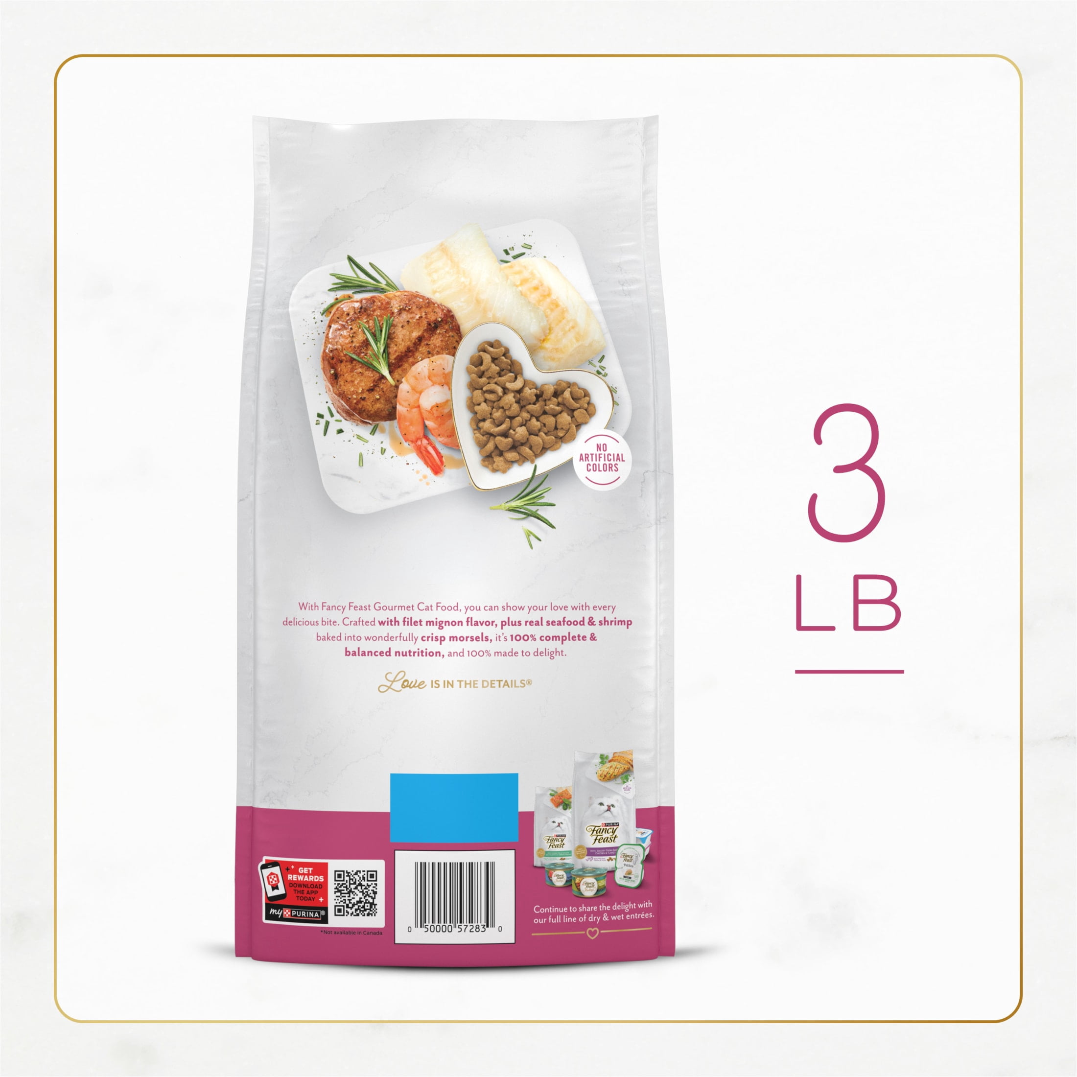 Purina Fancy Feast Dry Cat Food Filet Mignon Flavor with Seafood and Shrimp, 3 lb Bag