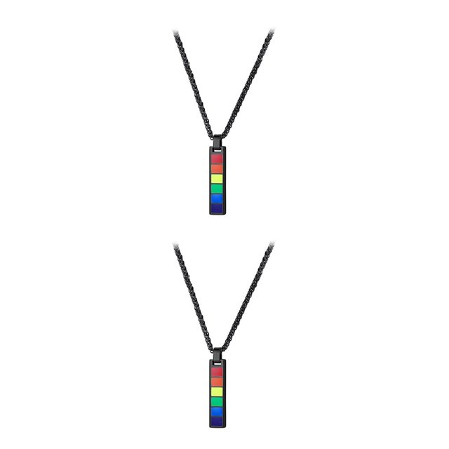 Guardurnaity Chic Peace Rainbow Pendant Necklace Chain Gift 2piezas Negro