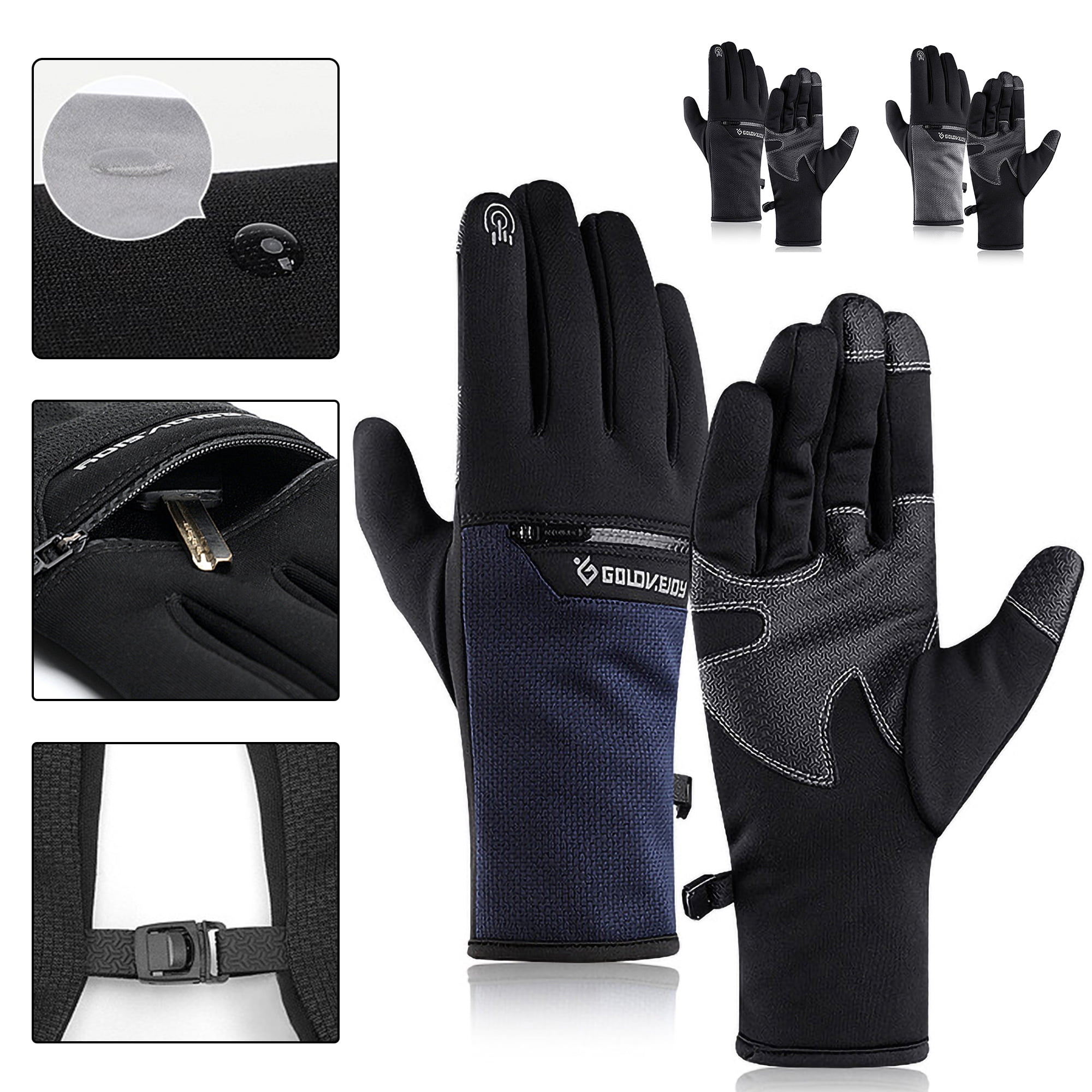 MidTen 1 Pair Mens Winter Gloves Snow Waterproof Fleeve
