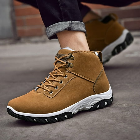 

Men Winter High Shoes Soft Leather Boots Warm Leather Shoes Outdoor Travel Cotton Sneakers New