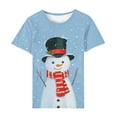 thumbnail image 4 of Lolmot Christmas Shirts for Women Cute Cartoon Snowman Print O-Neck Short Sleeve T-Shirt Blouse Plus Size Xmas Holiday Tops, 4 of 5