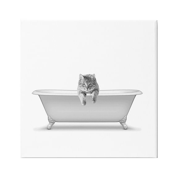 Stupell Industries Cat Antique Tub Funny Bathroom Graphic Art Gallery Wrapped Canvas Print Wall Art, Design by Annalisa Latella